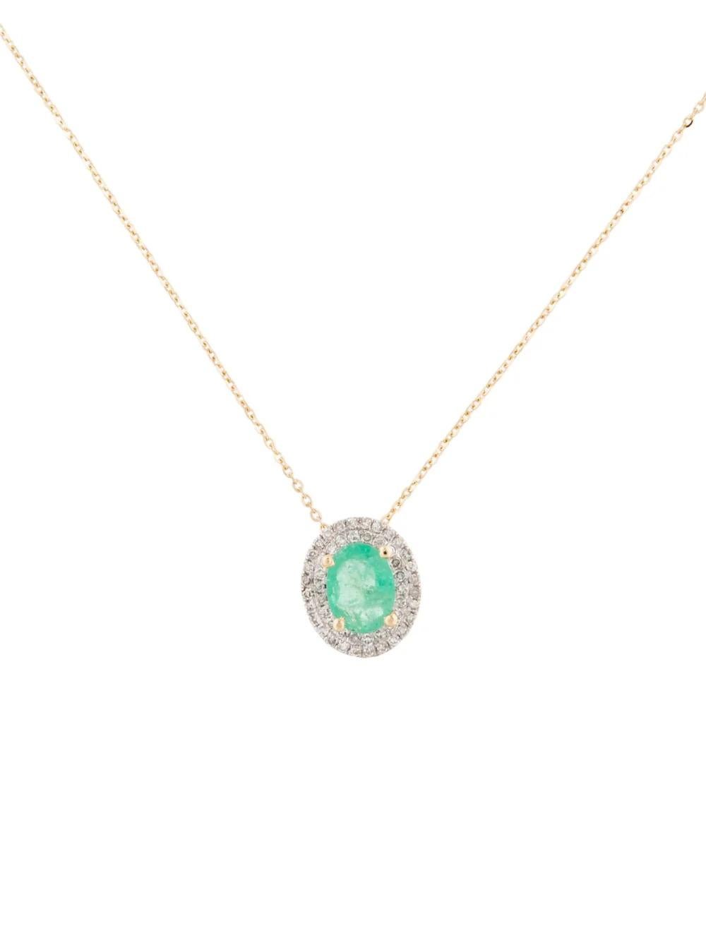 Experience timeless elegance with this exquisite 14K Yellow Gold Necklace featuring a stunning Emerald and Diamond centerpiece. Crafted with precision and care, this fine jewelry piece is designed to captivate and enchant. 

Specifications:

* Metal
