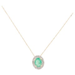 14K Smaragd & Diamant Anhänger Halskette, 1.10ct - Timeless Elegance, Luxury Piece