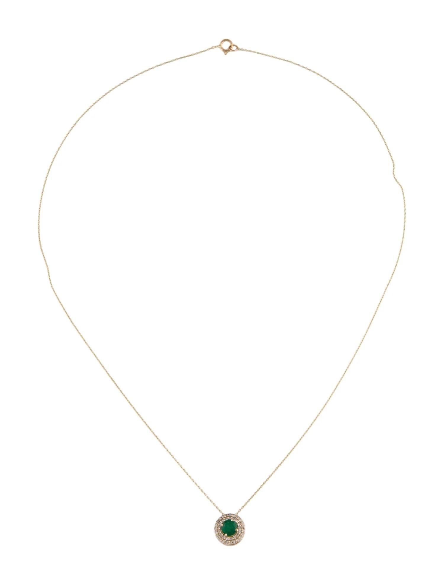 14K Smaragd & Diamant-Anhänger Halskette   Runder Brillant Smaragd (Künstler*in) im Angebot