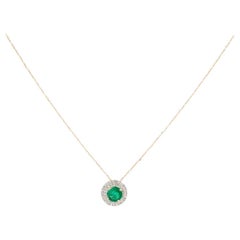 14K Emerald & Diamond Pendant Necklace - Timeless Elegance in Green & Sparkle