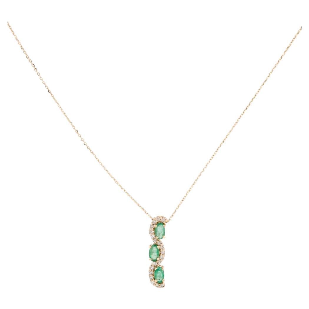 14K Emerald Diamond Pendant Necklace - Timeless & Elegant Statement Jewelry For Sale