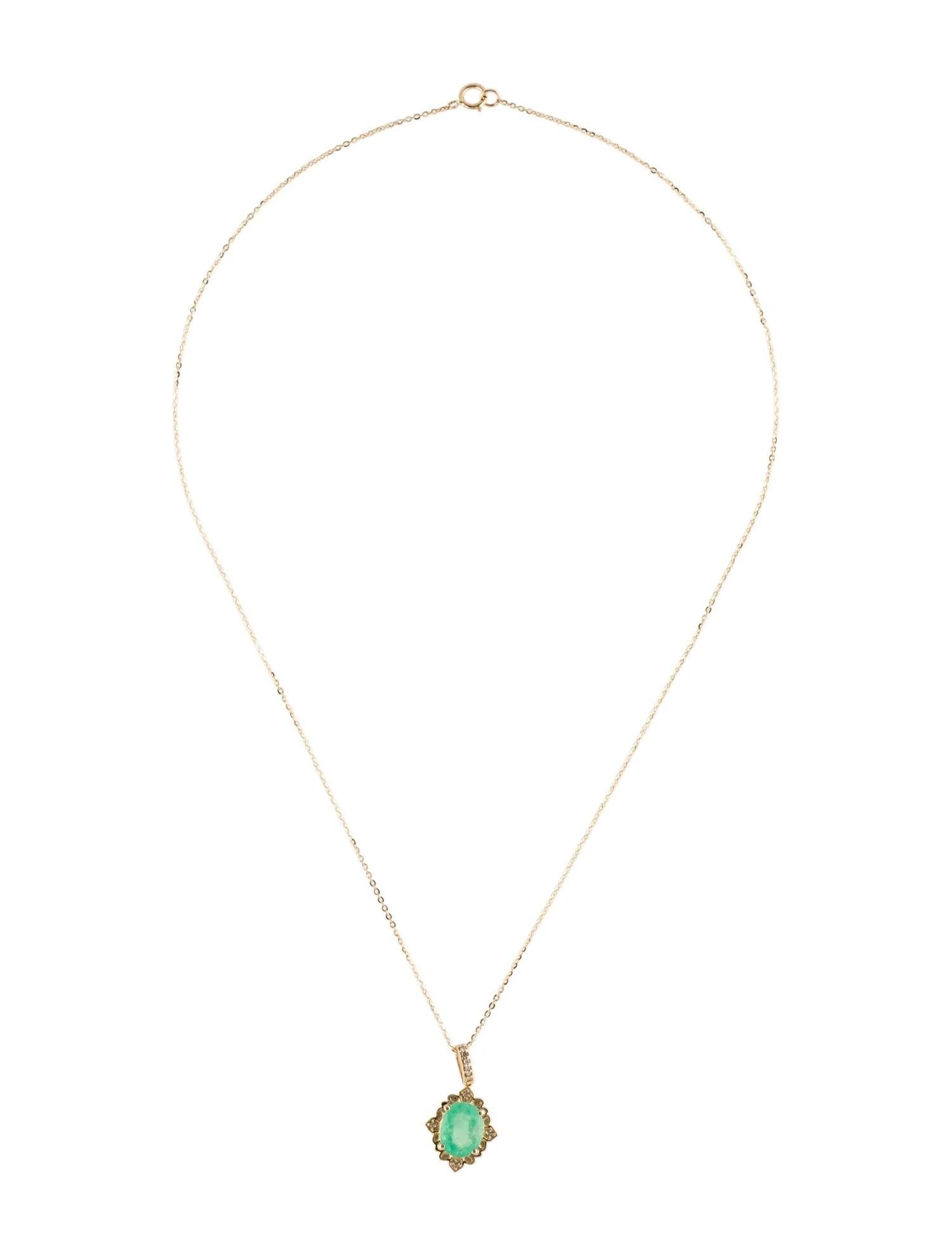 14K Smaragd & Diamant-Anhänger Halskette  Gelbgold  Ovaler facettierter Smaragd (Künstler*in) im Angebot