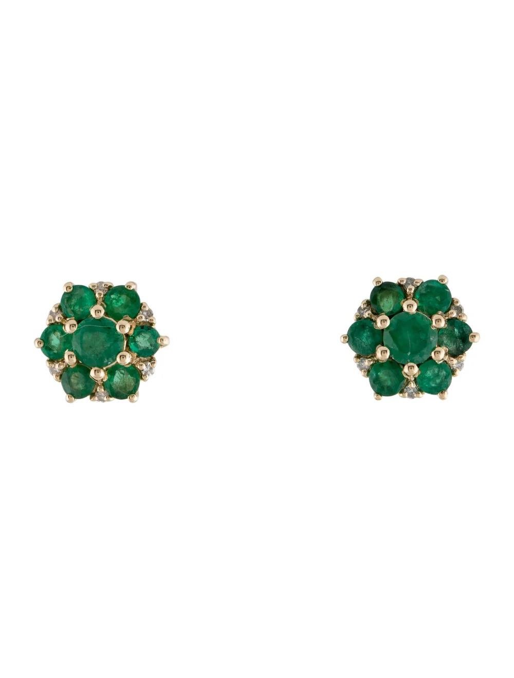 Elevate your jewelry collection with these stunning 14K Yellow Gold Emerald & Diamond Stud Earrings, a perfect combination of elegance and sophistication.

Specifications:

* Metal Type: 14K Yellow Gold
* Gemstone: Emerald
* Carat Weight: 1.96
*