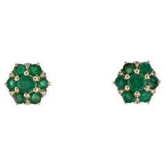 14K Emerald & Diamond Stud Earrings, 1.96ctw - Classic Design, Green Gemstones