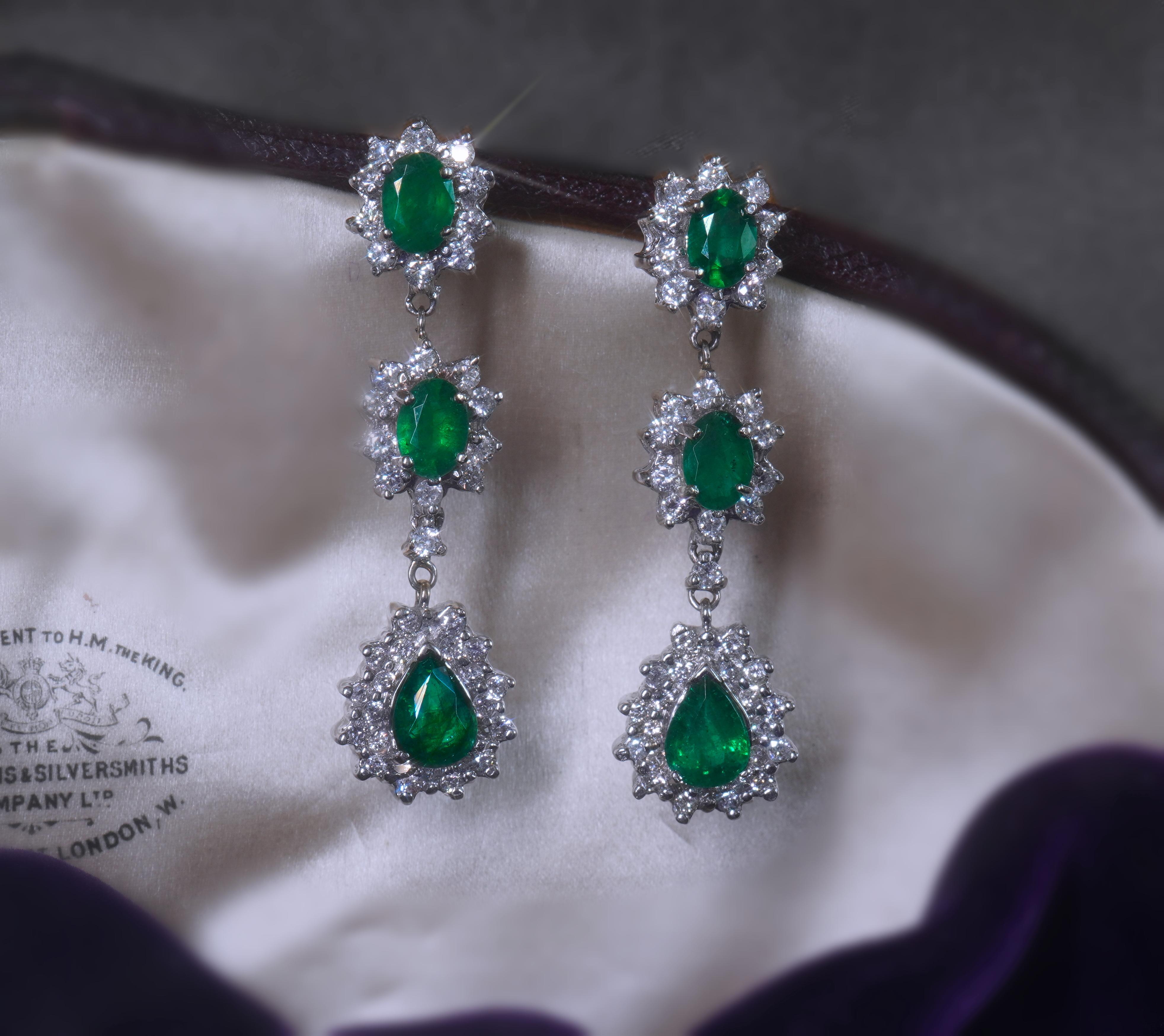 14K Emerald Diamond Vintage Earrings GIA Certified Gold Natural 8.06 Carats 1
