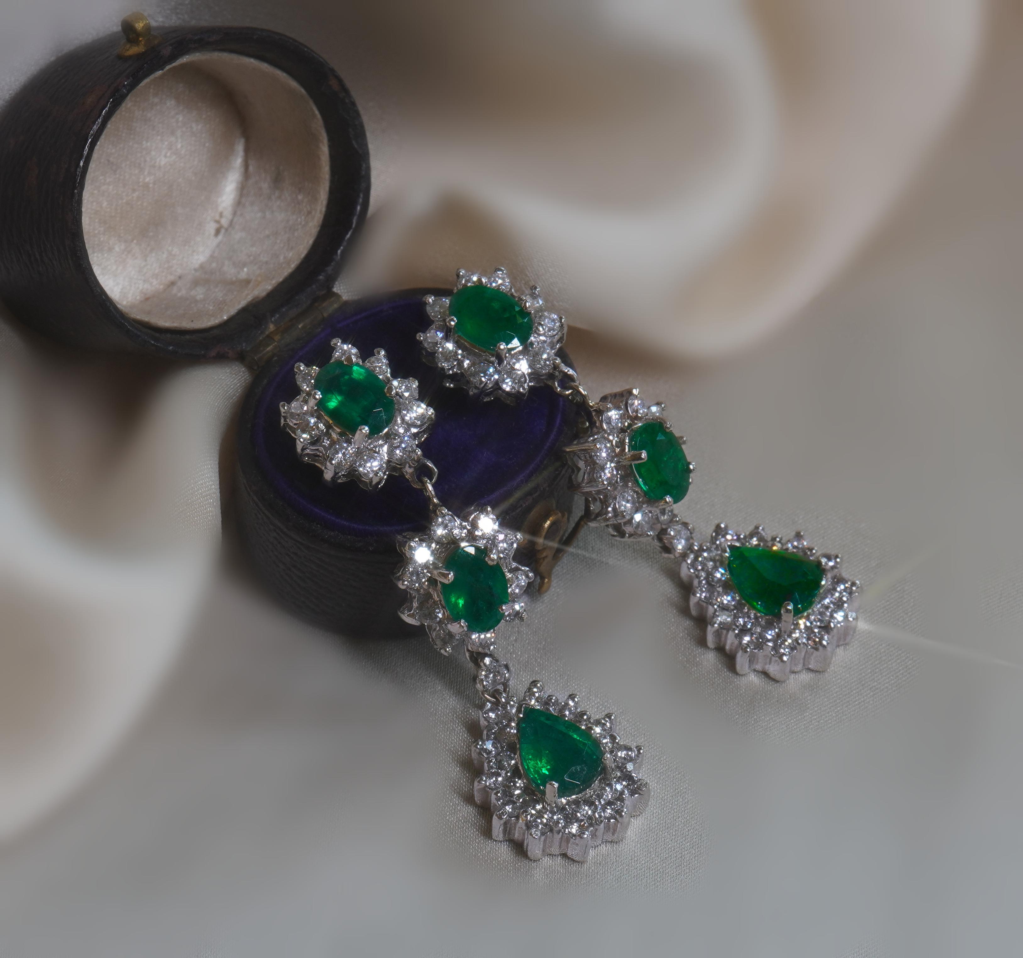 14K Emerald Diamond Vintage Earrings GIA Certified Gold Natural 8.06 Carats 3