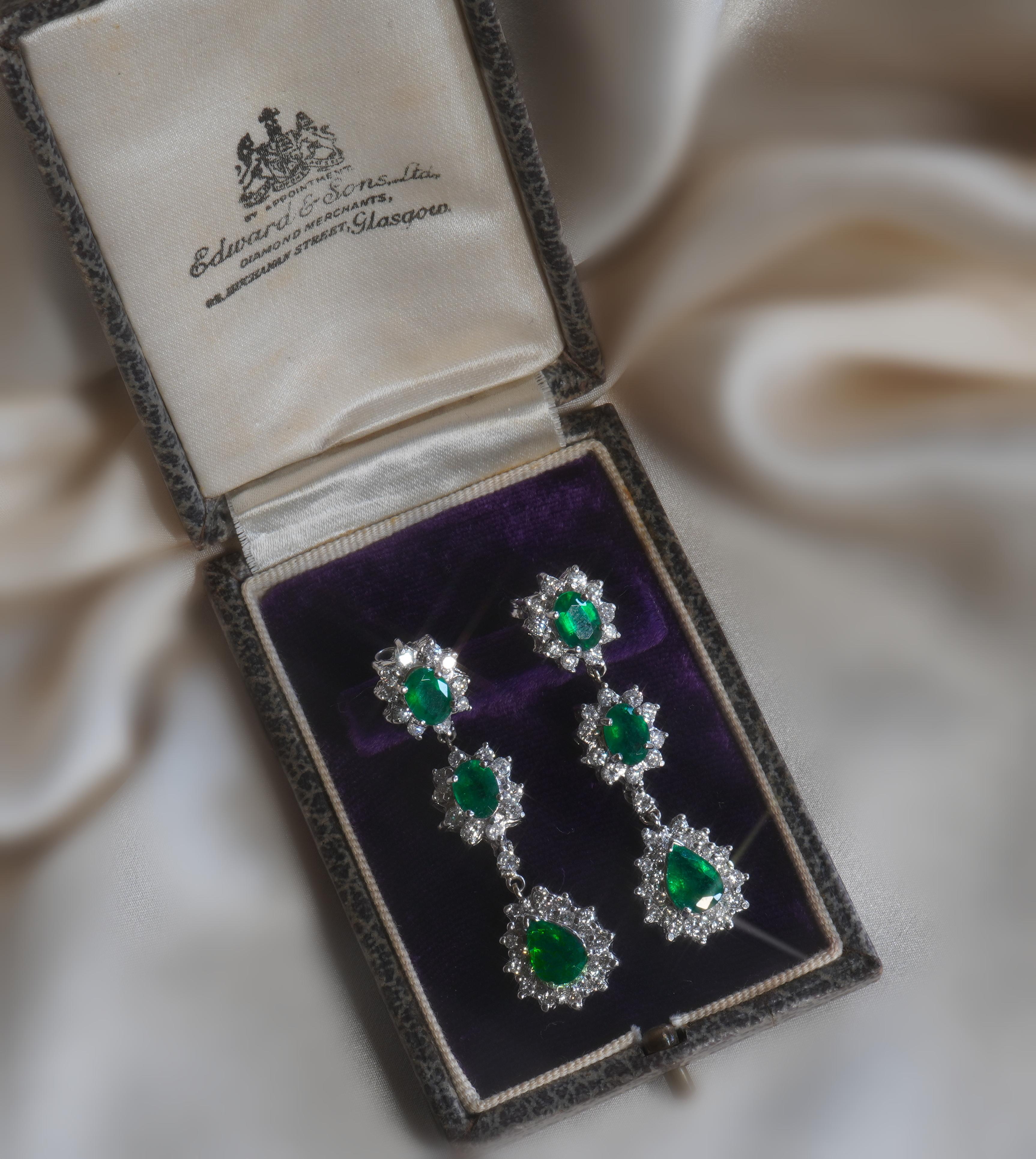 14K Emerald Diamond Vintage Earrings GIA Certified Gold Natural 8.06 Carats 4