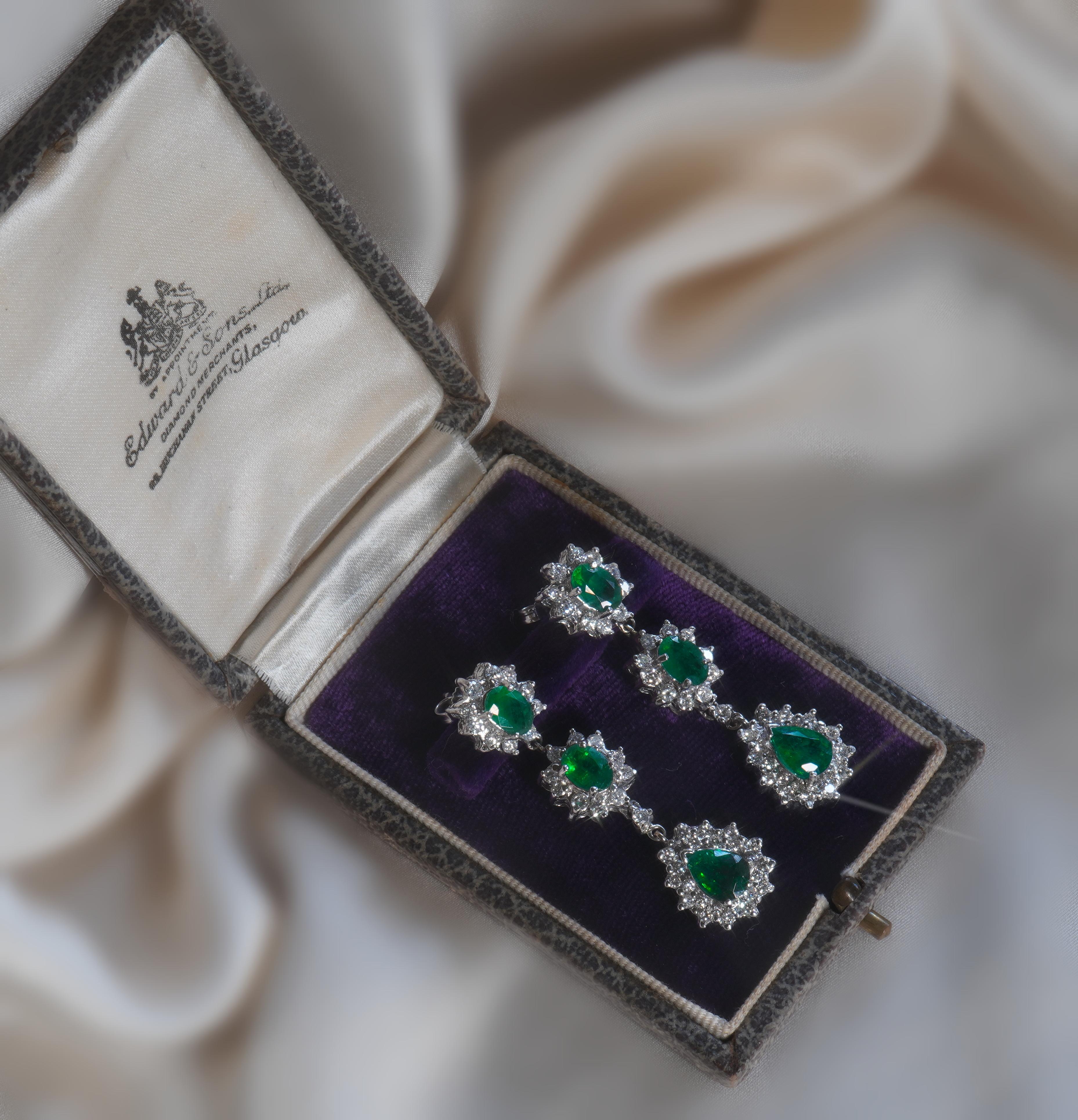 Women's 14K Emerald Diamond Vintage Earrings GIA Certified Gold Natural 8.06 Carats