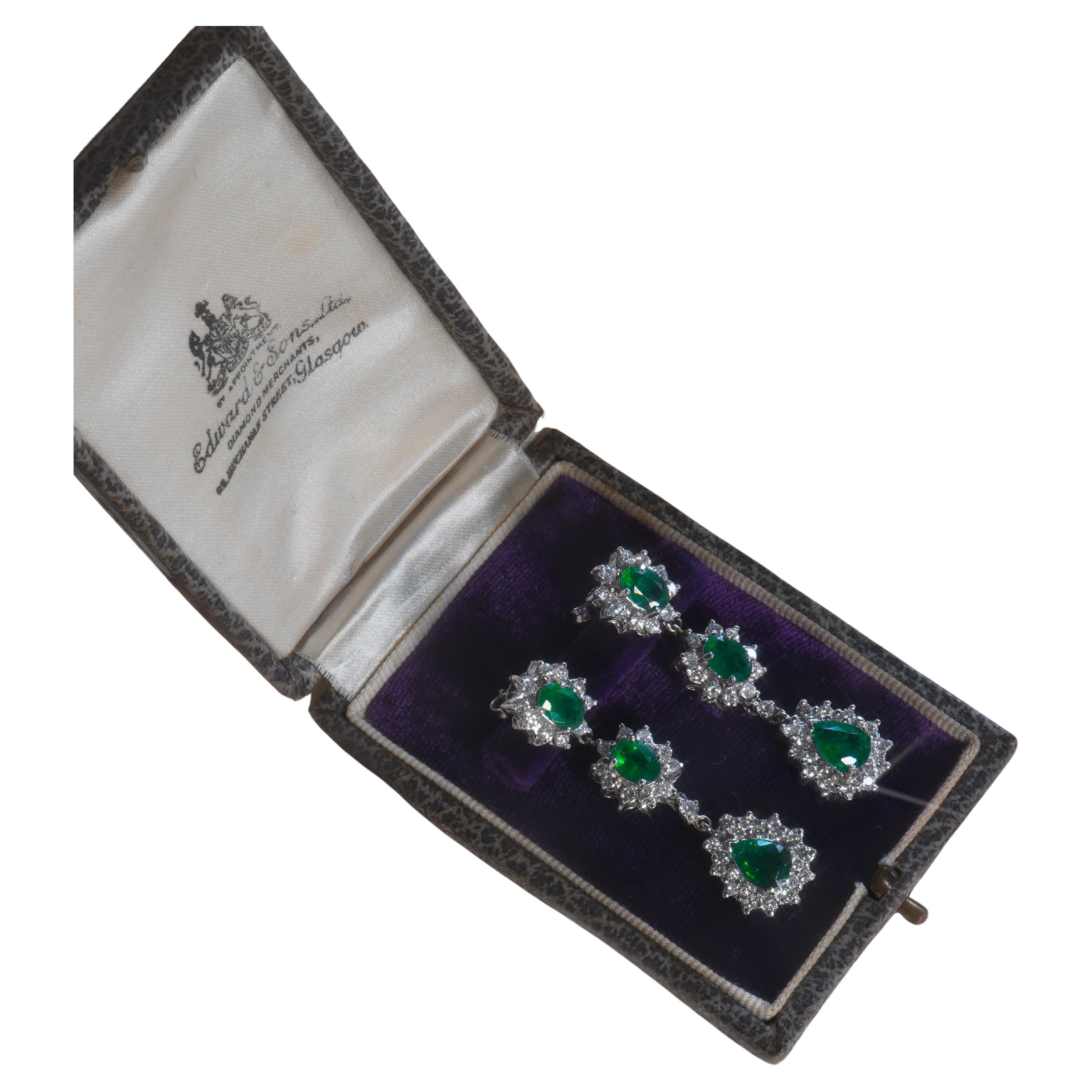14K Emerald Diamond Vintage Earrings GIA Certified Gold Natural 8.06 Carats