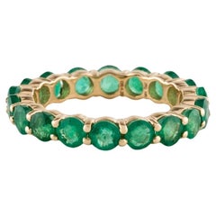 14K Emerald Eternity Band Ring 2.88ctw Green Gemstone - Size 7.75 - Fine Jewelry