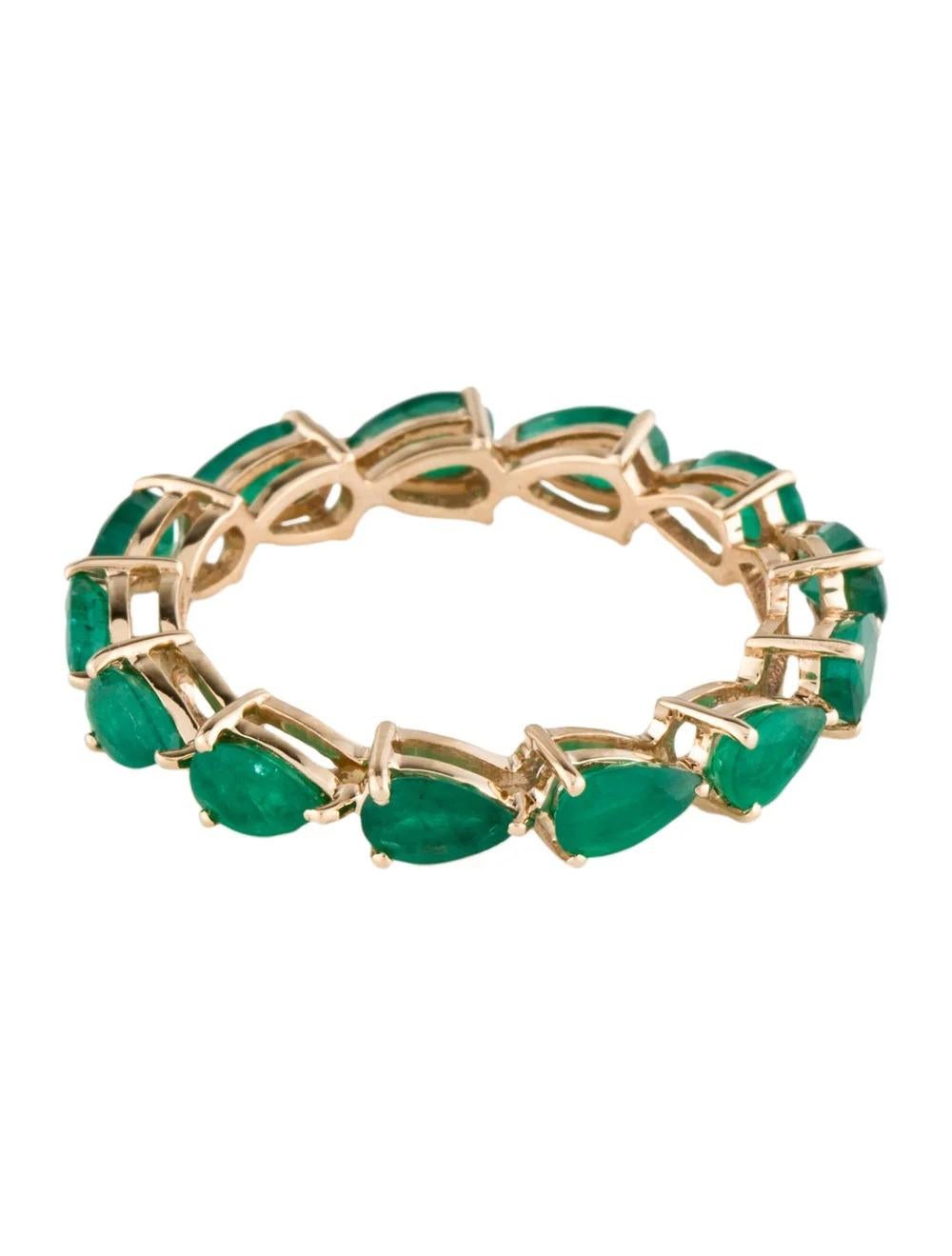 Pear Cut 14K Emerald Eternity Band Ring Size 7.75 - Gemstone Fine Jewelry Vintage Style