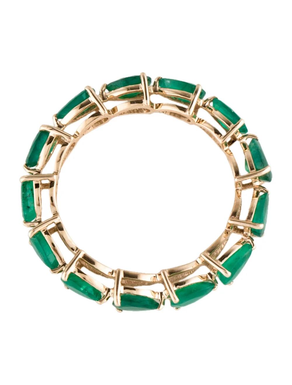 Women's 14K Emerald Eternity Band Ring Size 7.75 - Gemstone Fine Jewelry Vintage Style