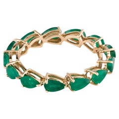 14K Emerald Eternity Band Ring Size 7.75 - Gemstone Fine Jewelry Vintage Style