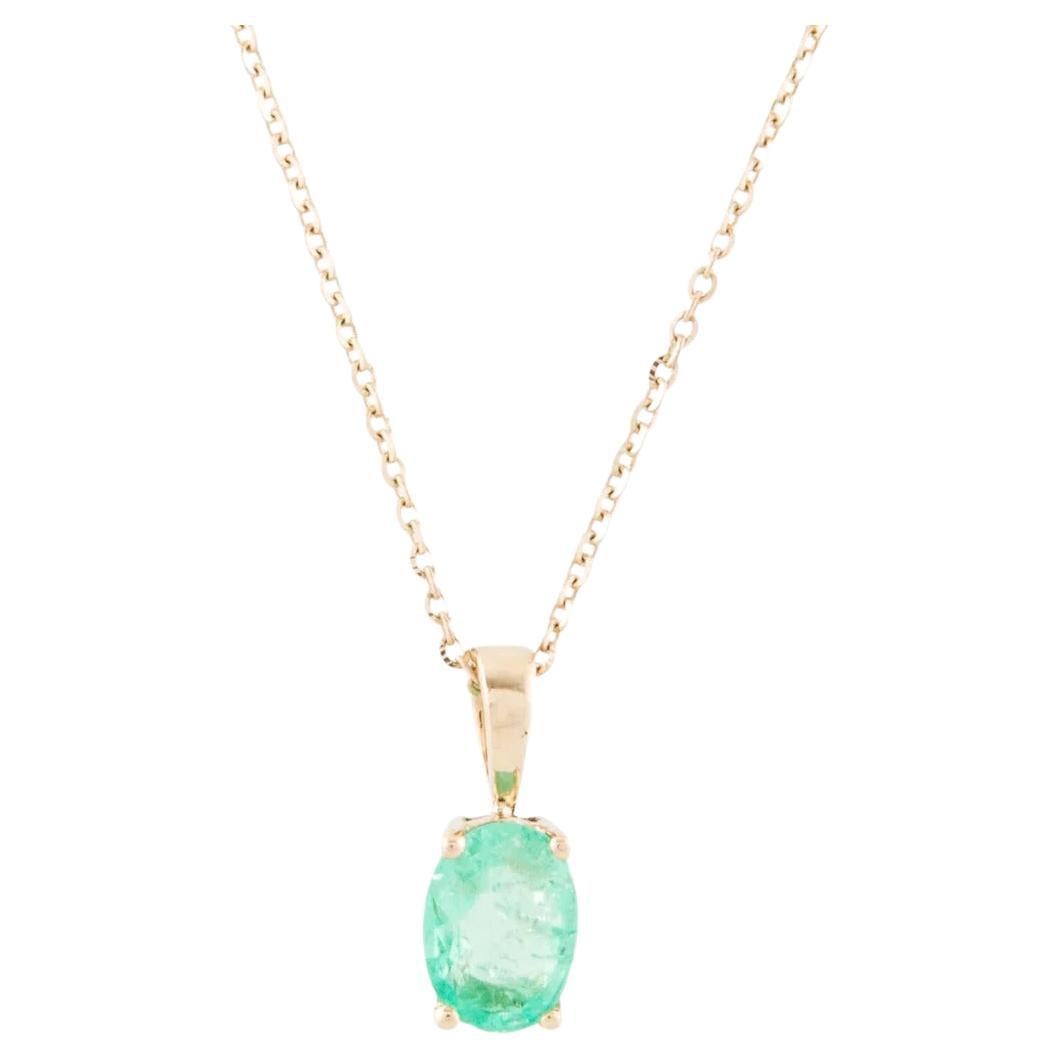 14K Emerald Pendant Necklace - Elegant Design, Genuine Gemstone, Timeless Beauty For Sale