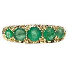 Anillo de Esmeralda de 14K en Estilo Art Decó