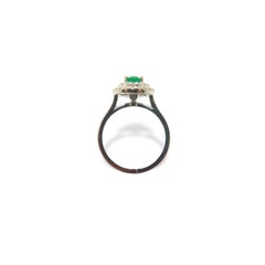 14K Emerald Ring with Double Diamond Halo
