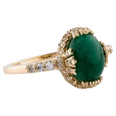 14K Emerald, Sapphire & Diamond Cocktail Ring Size: 7, Round Brilliant Colorless