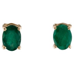 14K Emerald Stud Earrings 1.34ctw - Timeless & Vintage Style Fine Jewelry