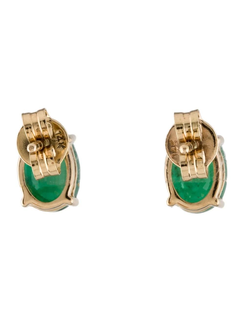 Oval Cut 14K Emerald Stud Earrings 1.71ctw Vintage Style Fine Statement Jewelry, Timeless
