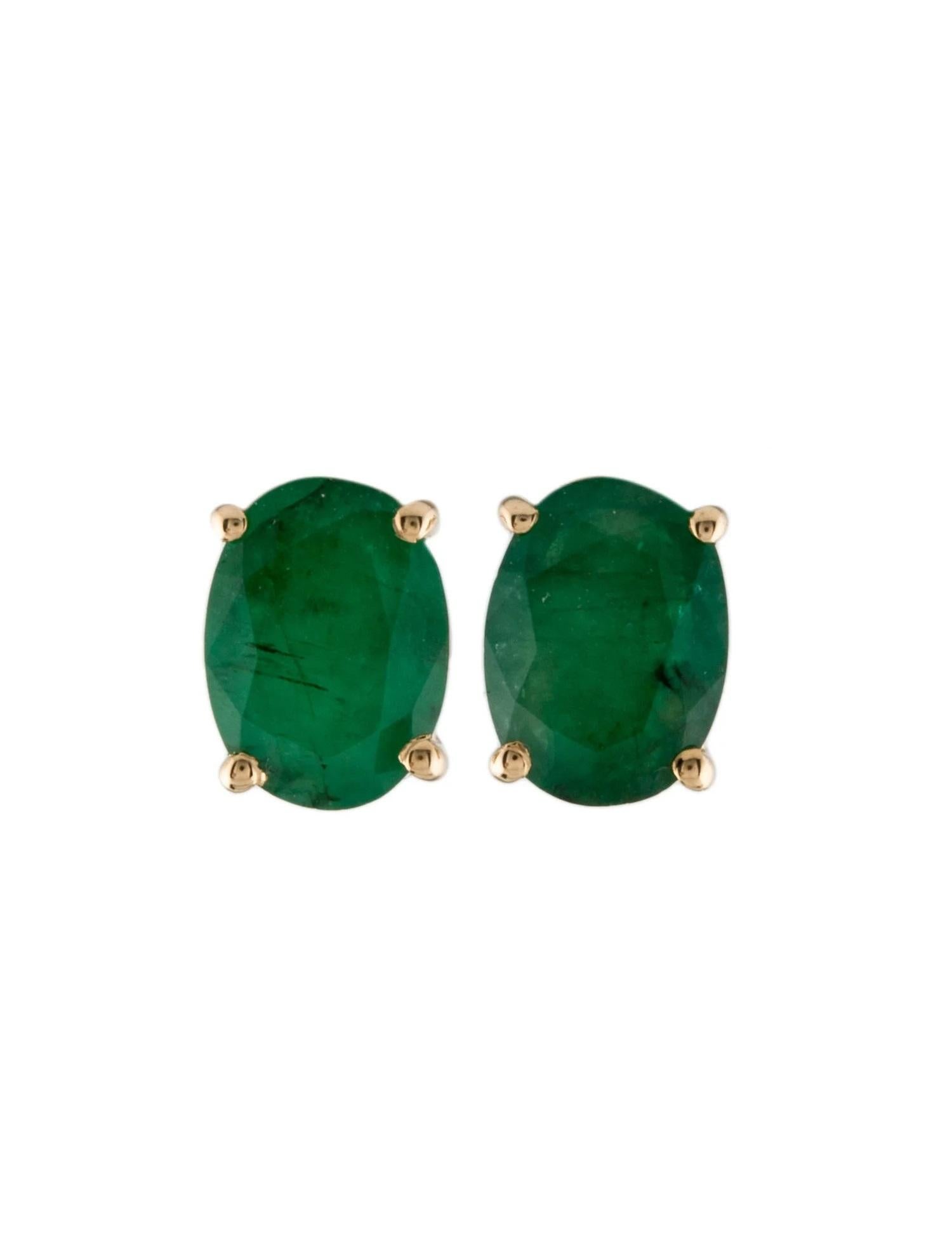 14K Emerald Stud Earrings 1.71ctw Vintage Style Fine Statement Jewelry, Timeless In New Condition In Holtsville, NY