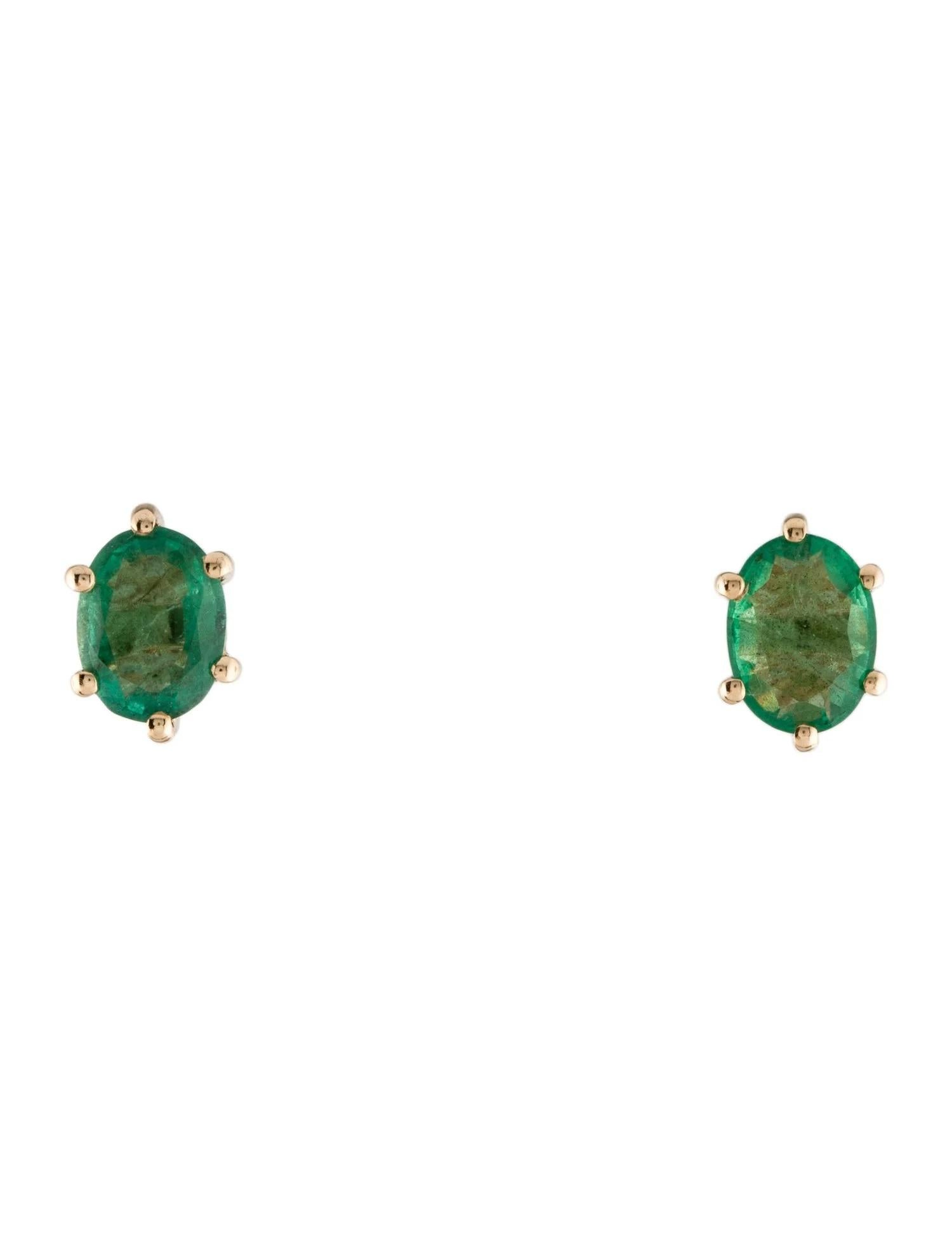 Emerald Cut 14K Emerald Stud Earrings For Sale