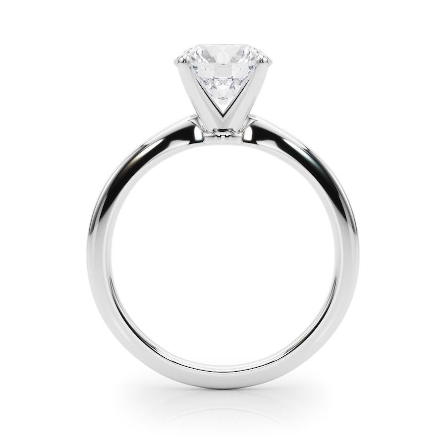 Modern 14K Engagement Diamond Ring GIA Certified .78 Carat Round SI1 For Sale