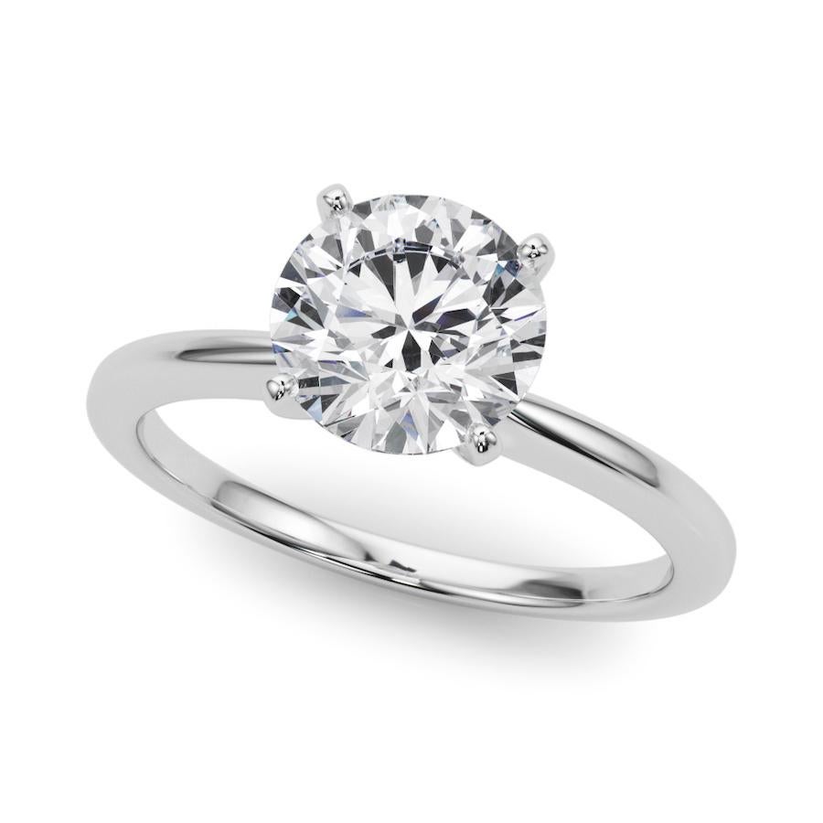 Round Cut 14K Engagement Diamond Ring GIA Certified .78 Carat Round SI1 For Sale
