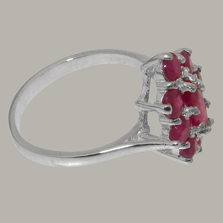 For Sale:  14K English White Gold Natural Ruby Marquise and Cluster Flower Customizable 4