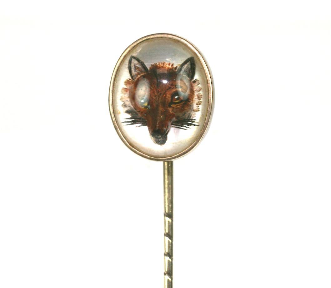 Art Deco 14k Essex Crystal Fox Stickpin For Sale