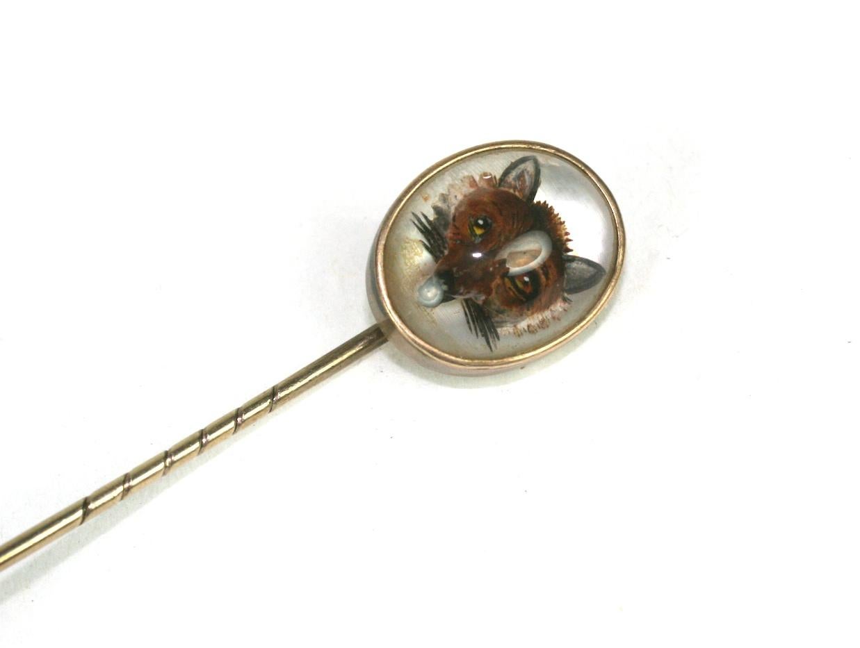 Cabochon 14k Essex Crystal Fox Stickpin For Sale