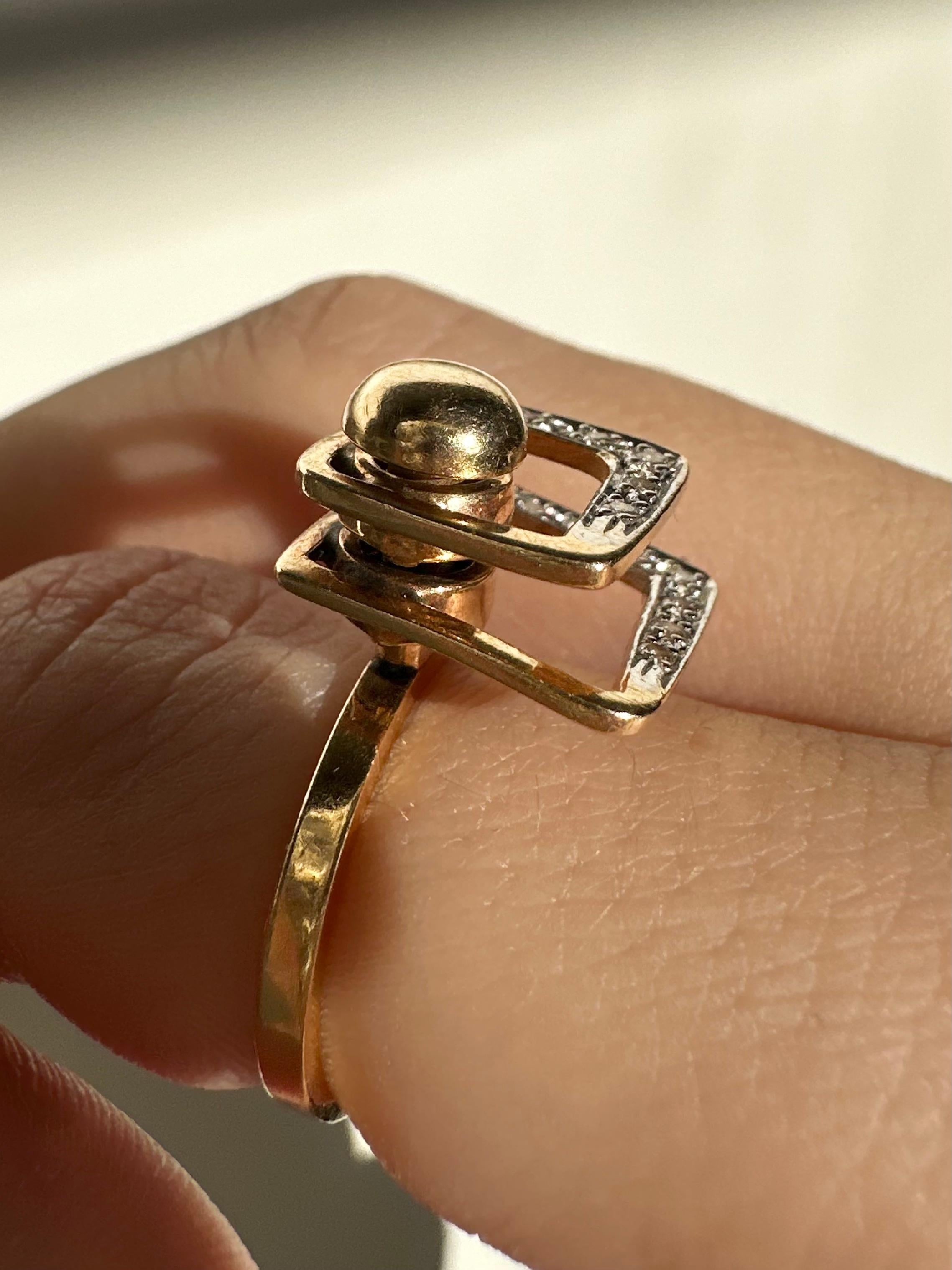 14K Estate Yellow Gold Diamond Fidget Spinning Ring 5