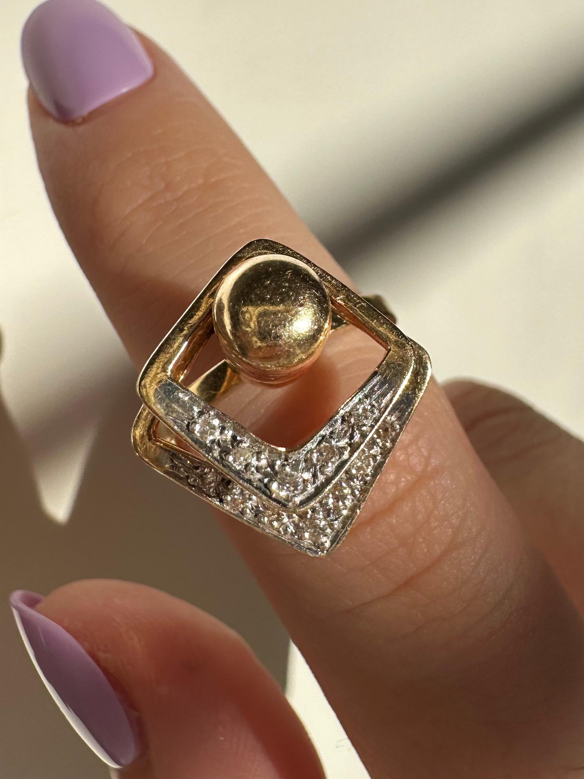 14K Estate Yellow Gold Diamond Fidget Spinning Ring 6