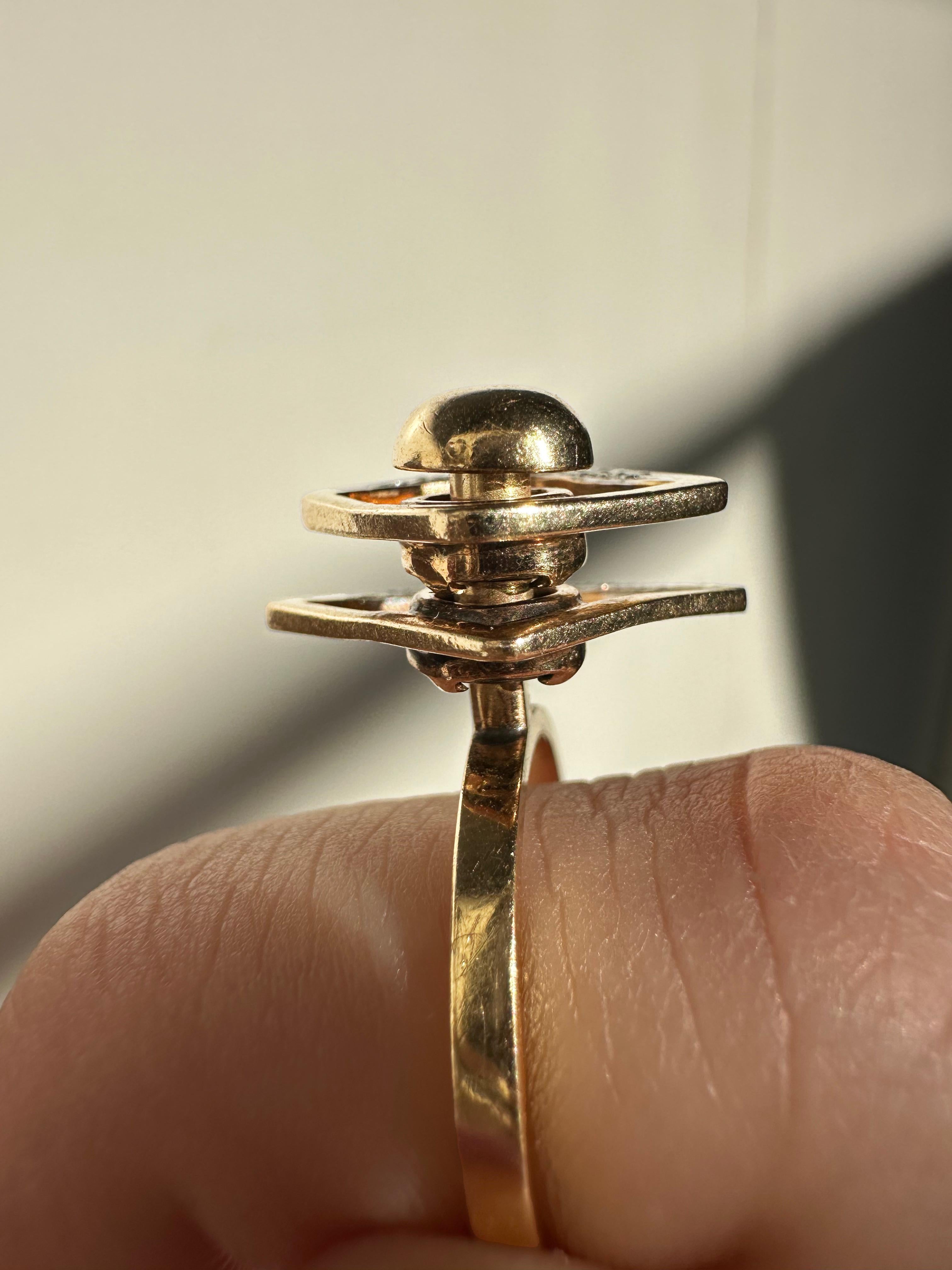 14K Estate Yellow Gold Diamond Fidget Spinning Ring 7