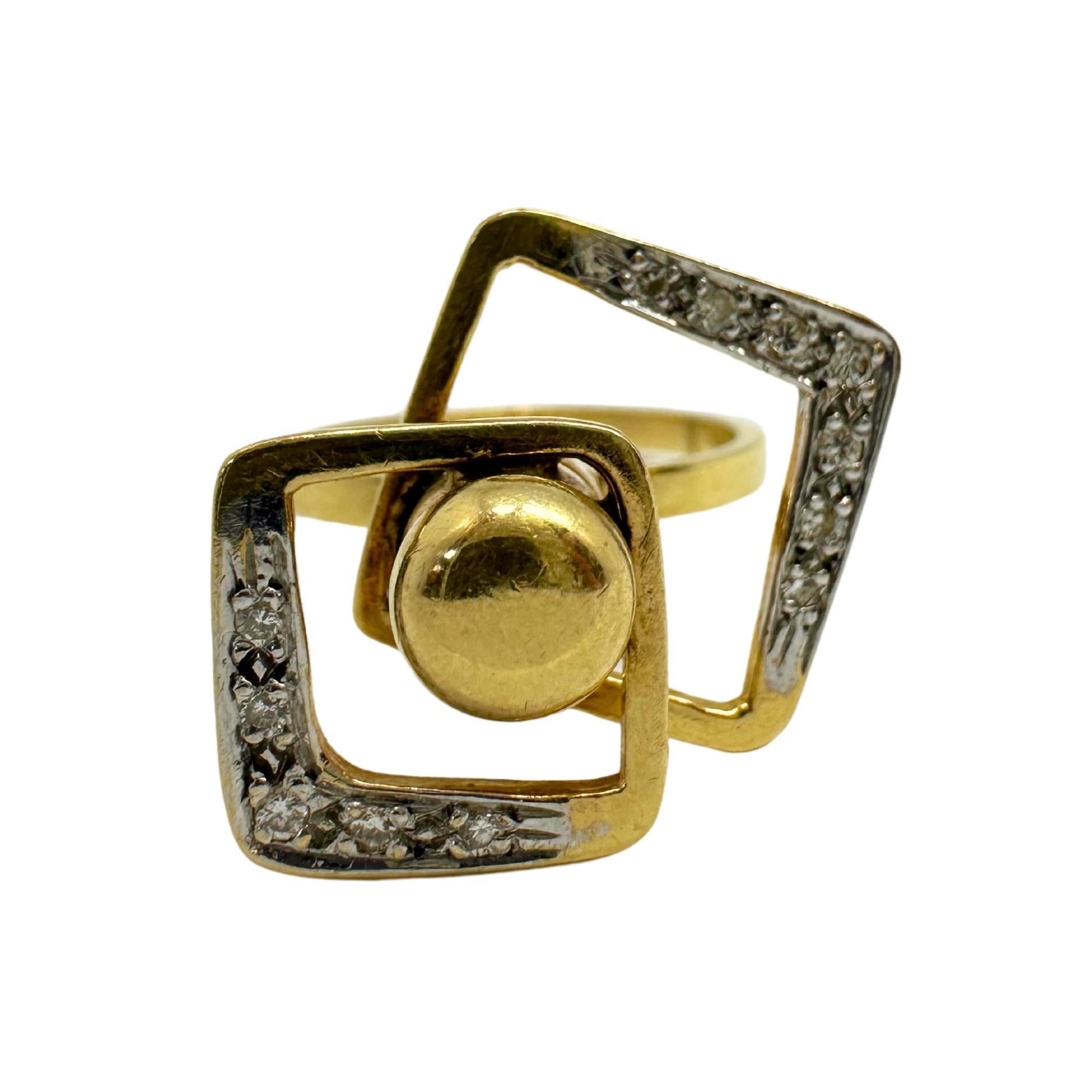 Round Cut 14K Estate Yellow Gold Diamond Fidget Spinning Ring
