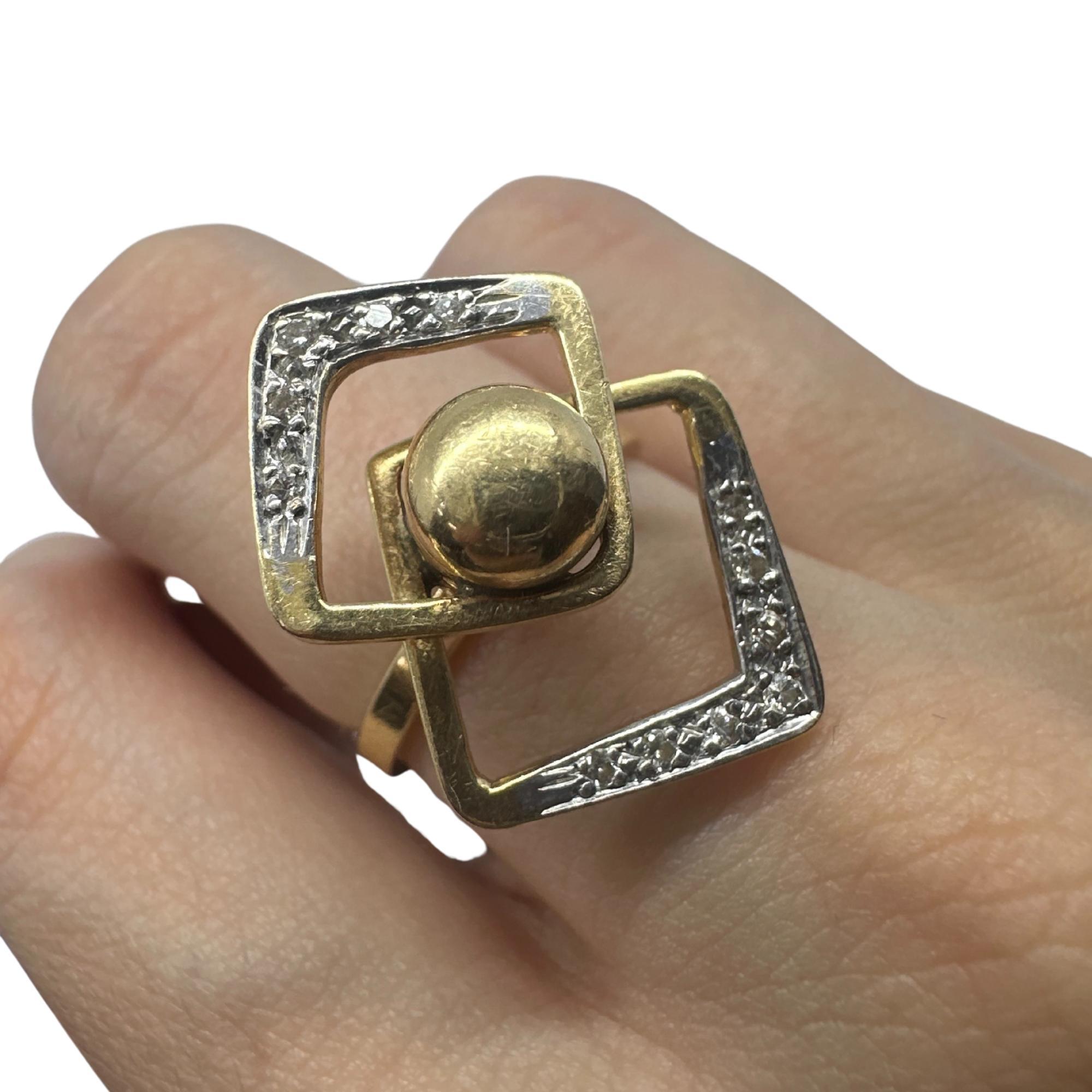 14K Estate Yellow Gold Diamond Fidget Spinning Ring In Good Condition In New York, NY