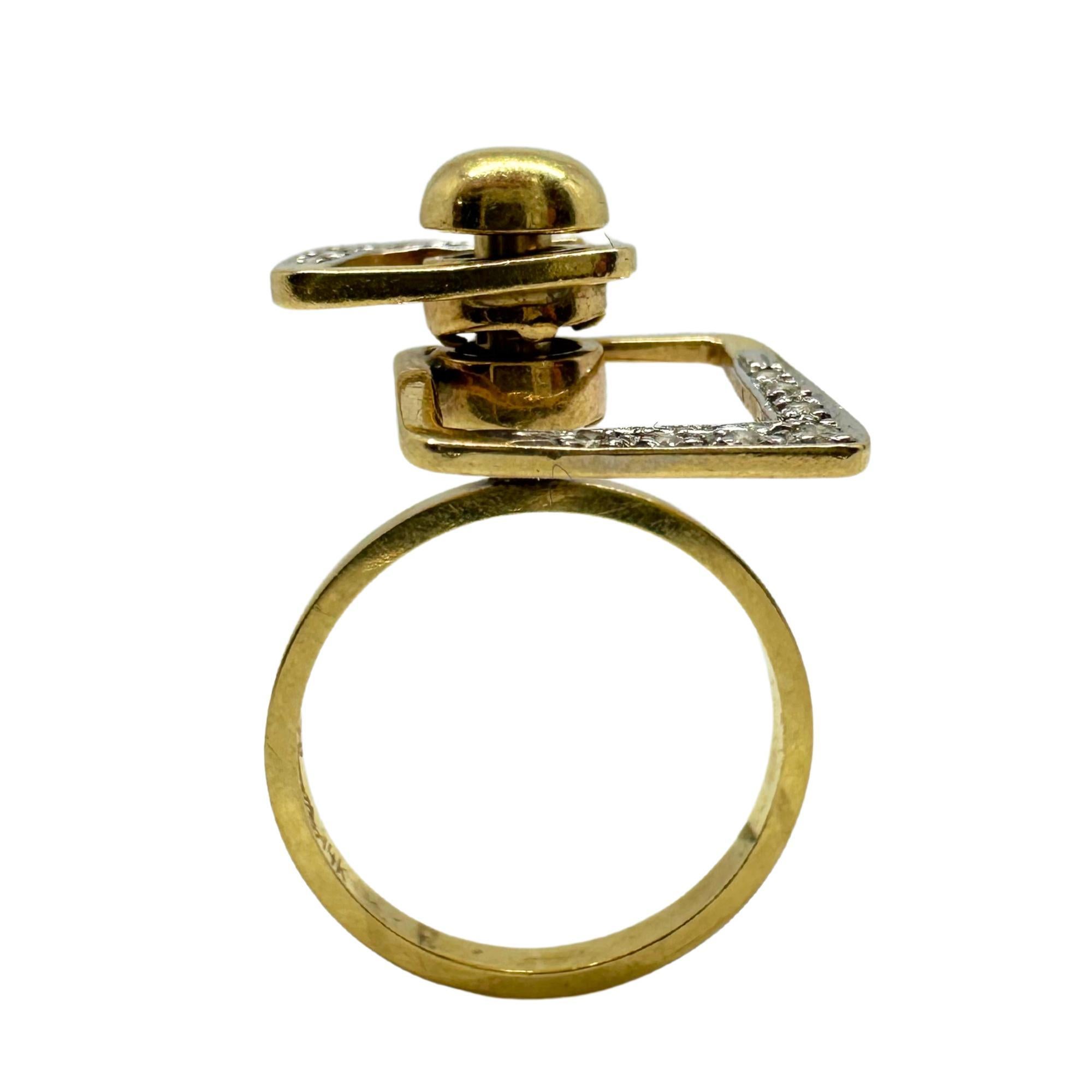 14K Estate Yellow Gold Diamond Fidget Spinning Ring 1