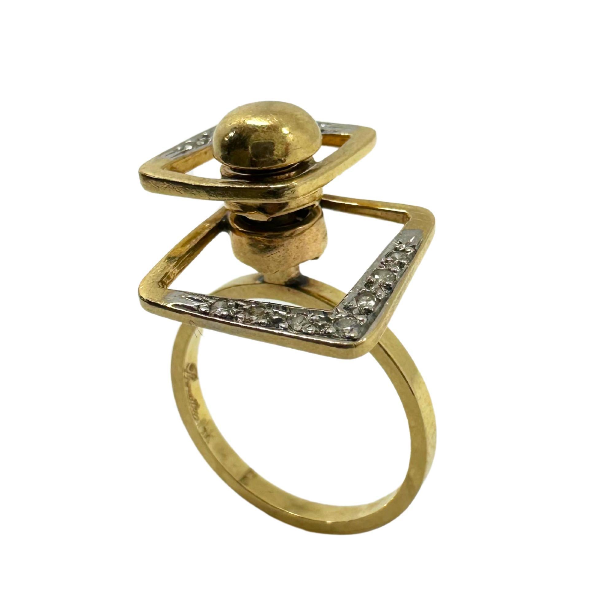 14K Estate Yellow Gold Diamond Fidget Spinning Ring 2