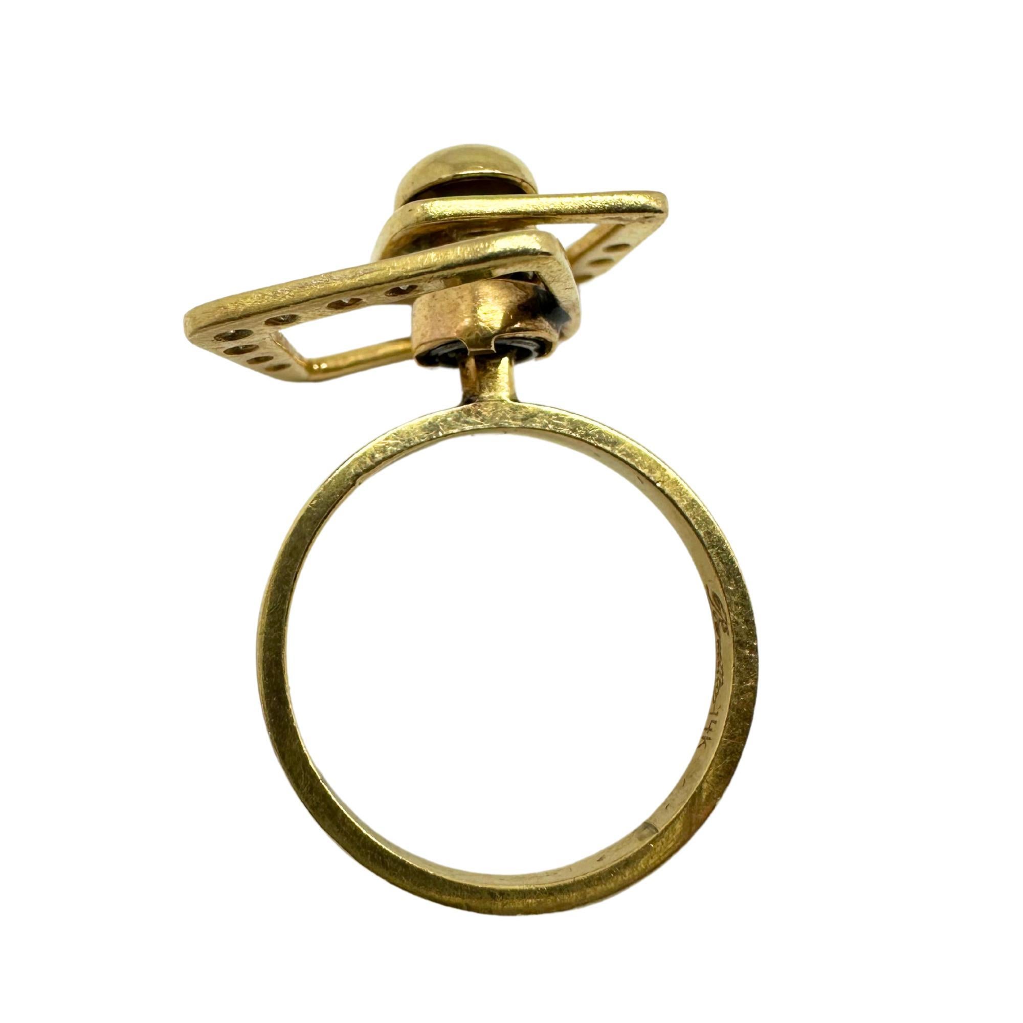 14K Estate Yellow Gold Diamond Fidget Spinning Ring 4