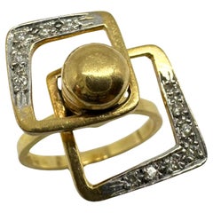 14K Estate Yellow Gold Diamond Fidget Spinning Ring