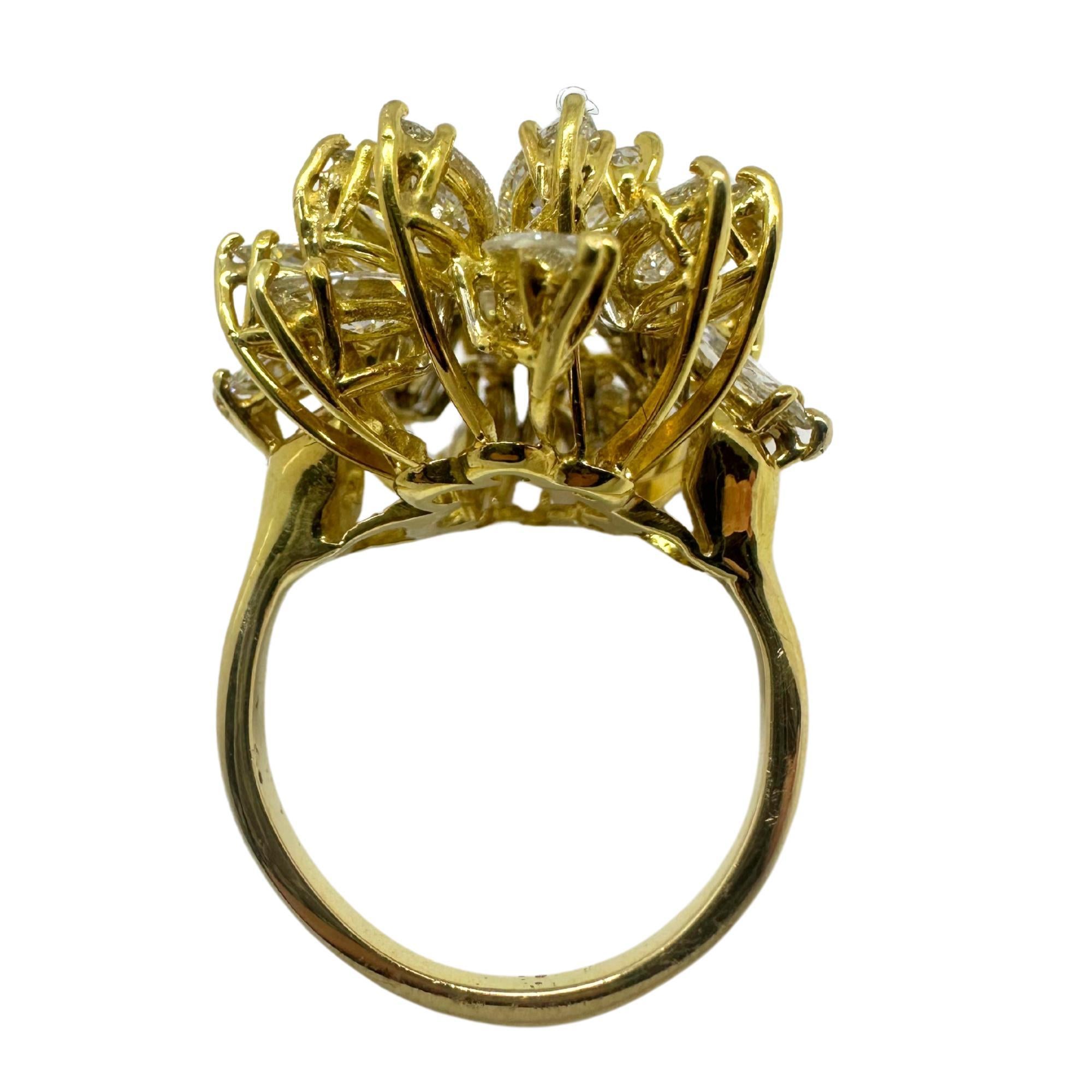 14K Estate Yellow Gold Marquise Cut Diamond Cocktail Ring For Sale 6