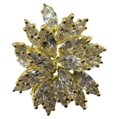 14K Estate Yellow Gold Marquise Cut Diamond Cocktail Ring