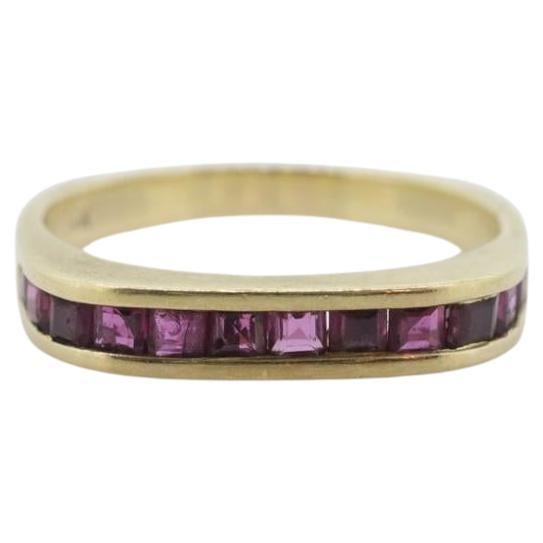 14k Eternity Half Ruby Ring. Euro Shank flat bottom. A 14k gold ring with Prince