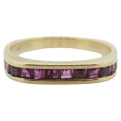 14k Eternity Half Ruby Ring. Euro Shank flat bottom. A 14k gold ring with Prince