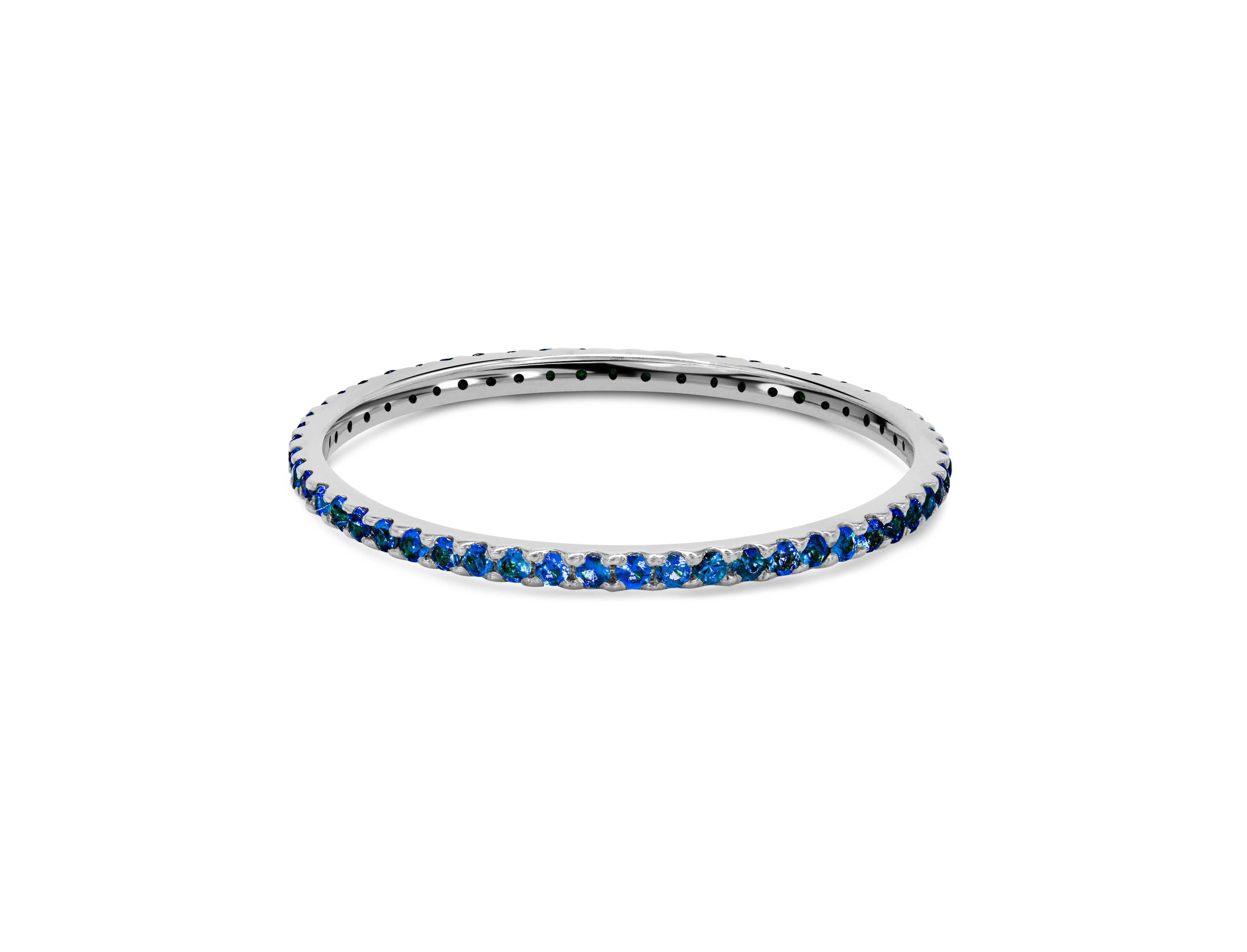 For Sale:  14K Eternity Ring Natural Sapphire Full Eternity Band Ring Stacking EverydayRing 3