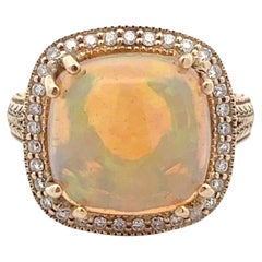 14k Ethiopian Opal Diamond Ring