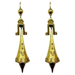 14k Etruscan Revival Gold Drop Earrings