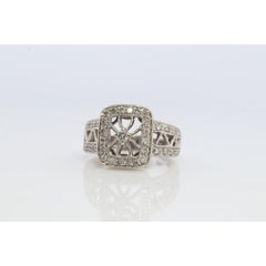 14k Filigree diamond shield ring. 14k Vintage diamond ring. Open Work Diamond