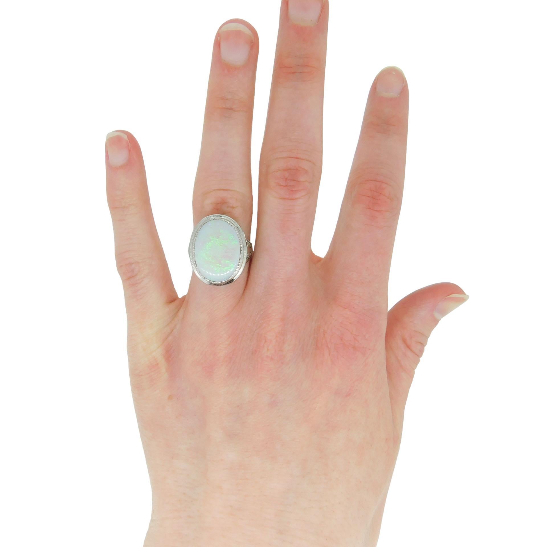 14K Filigree Large 4.70ct Opal Ring 3