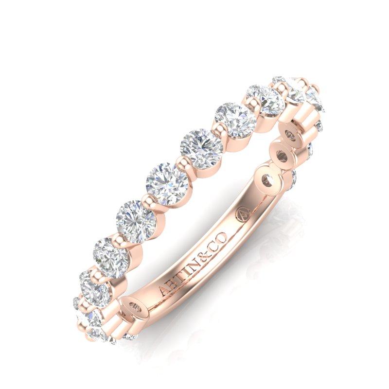 Contemporary 14K Floating Diamond Stackable/Wedding Band For Sale