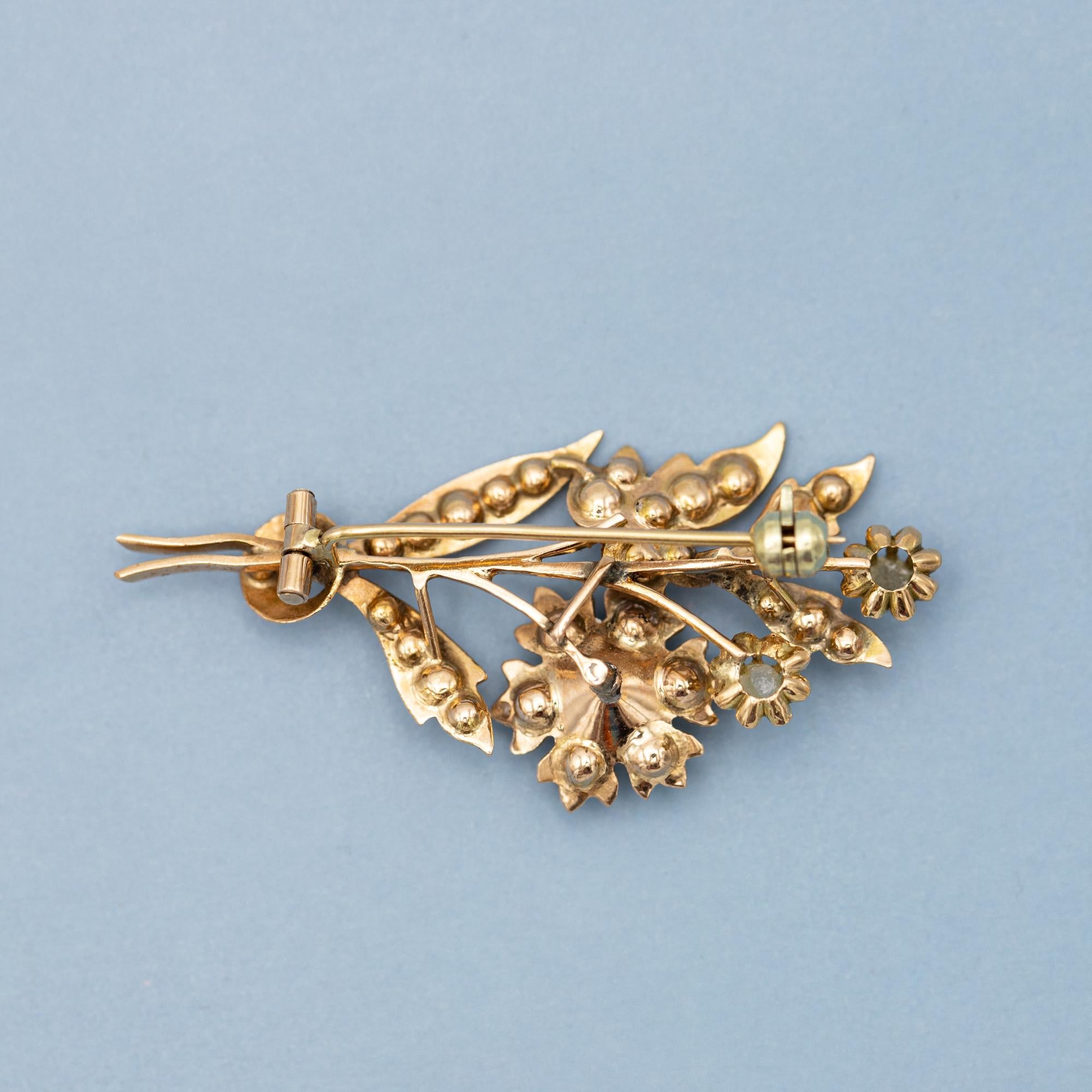Broche Victoriano Floral 14k - Art Nouveau Europeo Joya temática floral en venta 3